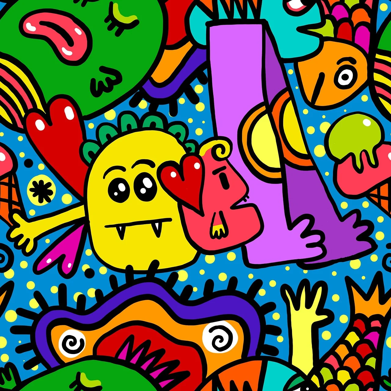 Bunte Monster im Chaos